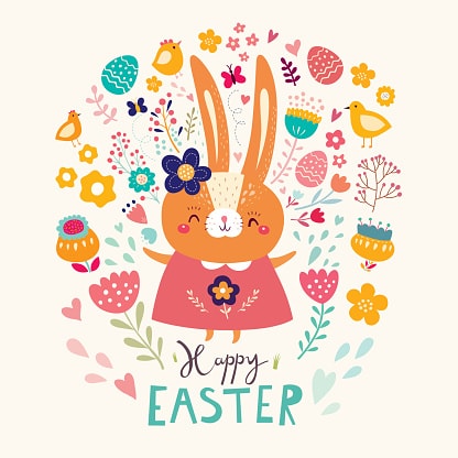 Funny bunny and floral elements